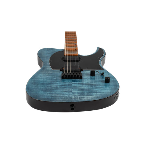 Spira Guitars T-450 TDB Flame Top Electric Guitar Roasted Maple- Transparent Blue